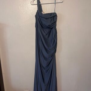 Elegant One Shoulder Blue Dress